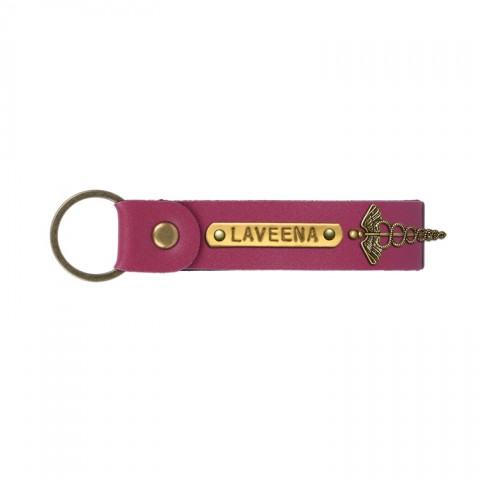 Personalized Leather Keychain - Wine
