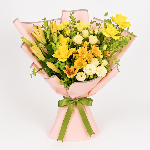  Golden Delight – Mixed Yellow Bloom Bouquet